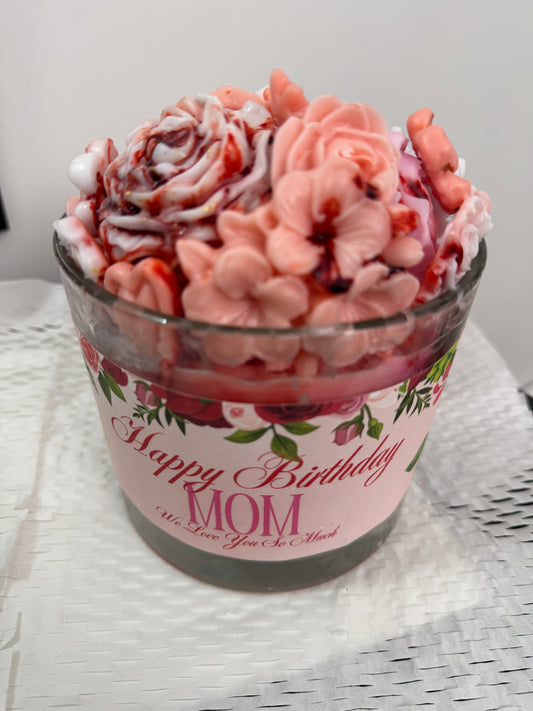 Custom Floral Celebration Candle — Hand Sculpted Luxury Gift